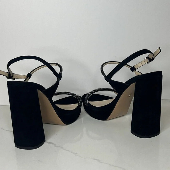 Pelle Moda Olina Slingback Platform Block Heels Sandals Black Sz 9.5 - Picture 11 of 14